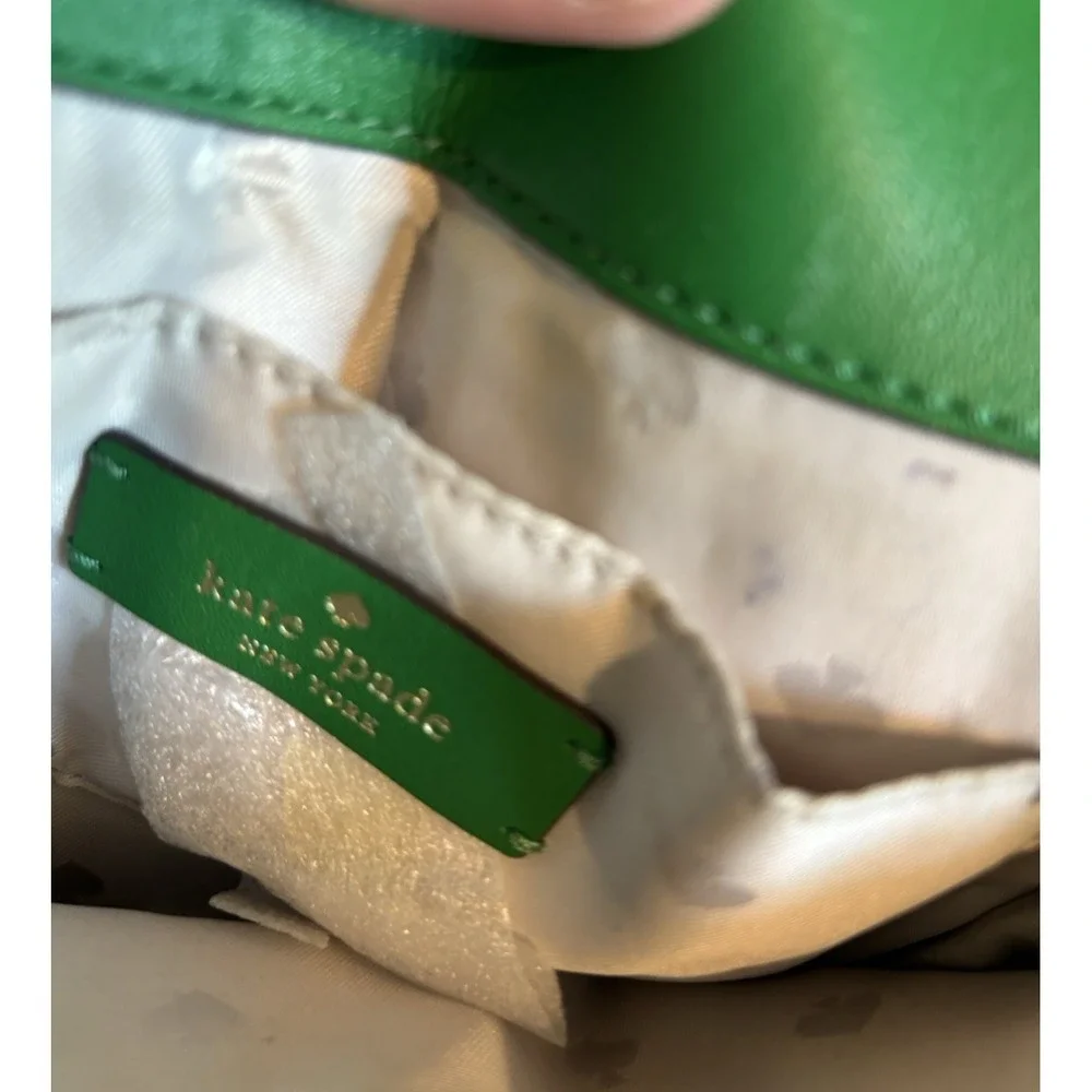 Kate‎ Spade Natalia Solid Quilted Tweed Crossbody Kelly Green Gold Chain New